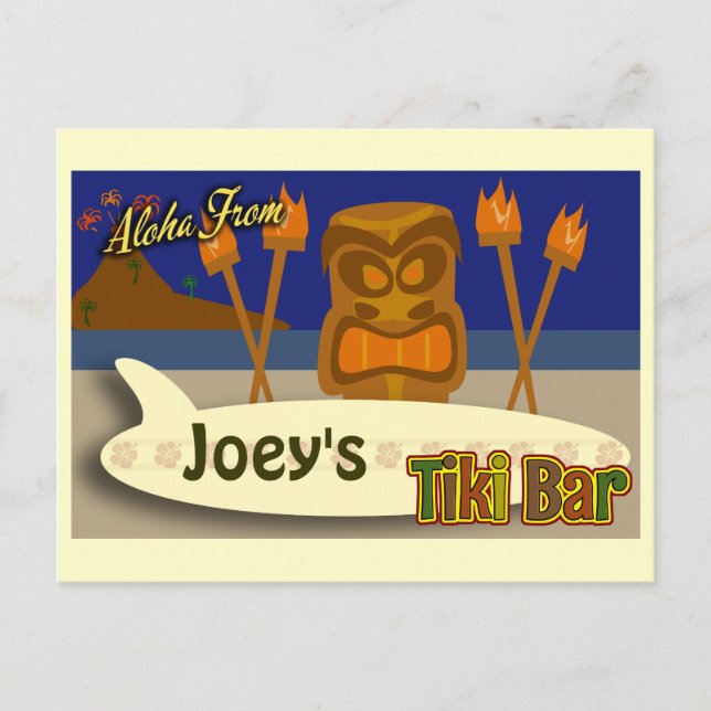 Custom Tiki Bar Sign Postcard (Front)