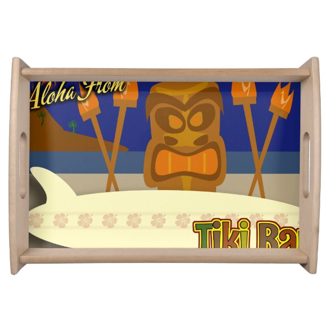 Custom Tiki Bar Sign Serving Tray (Front)