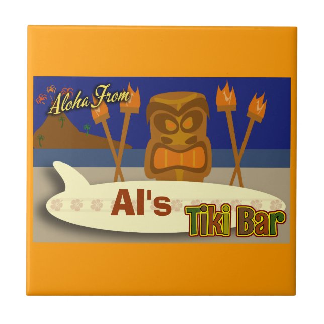 Custom Tiki Bar Sign Tile (Front)