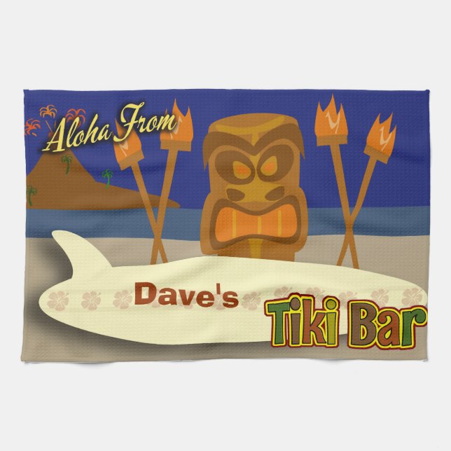 Custom Tiki Bar Sign Towel (Horizontal)