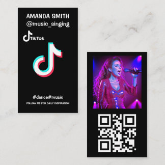 Custom tiktok logo photo and QR code  Business Card