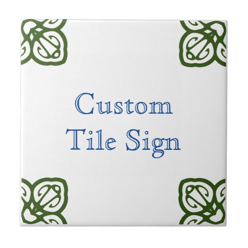 Custom Tile Sign _ Spanish Blue  Green on White