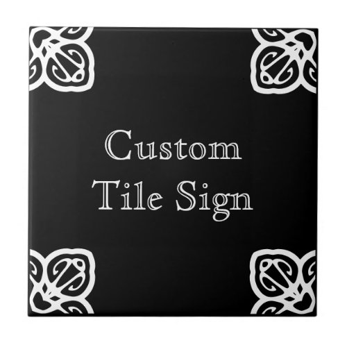 Custom Tile Sign _ Spanish White on Black