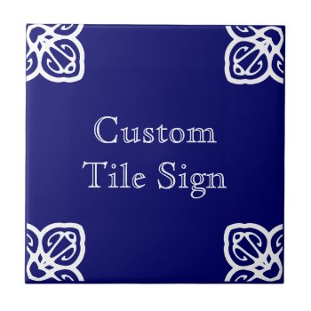 Custom Tile Sign - Spanish White On Blue by InkWorks at Zazzle
