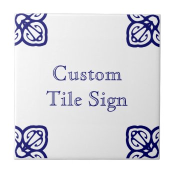 Custom Tile Sign - Spanish White On Blue by InkWorks at Zazzle