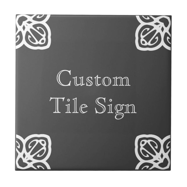 Custom Tile Sign - Spanish White on Grey (Front)