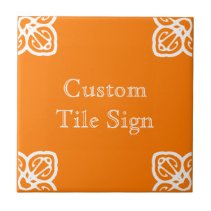 Custom Tile Sign - Spanish White on Orange