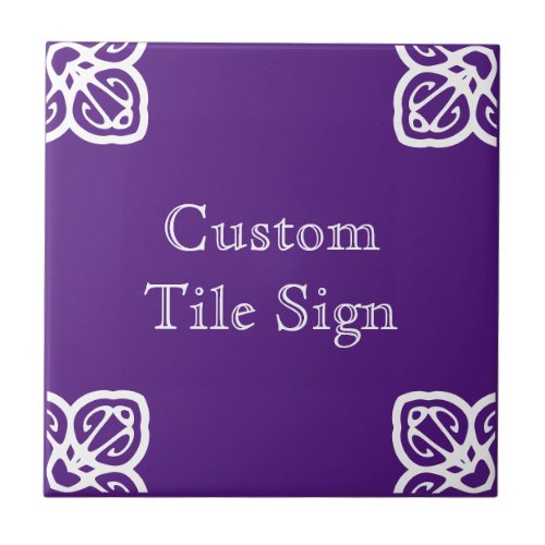 Custom Tile Sign _ Spanish White on Purple