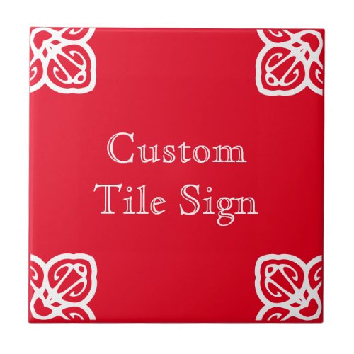 Custom Tile Sign _ Spanish White on Red