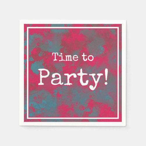 Custom Time To Party Pink Teal Abstract  Napkins