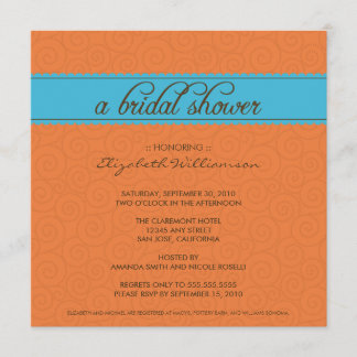 custom Timeless Bridal Shower Invite (orange/blue)