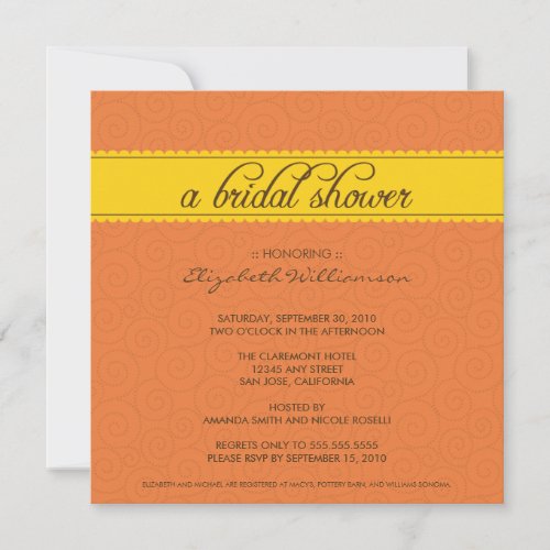 custom Timeless Bridal Shower (orange/yellow) Custom Invite