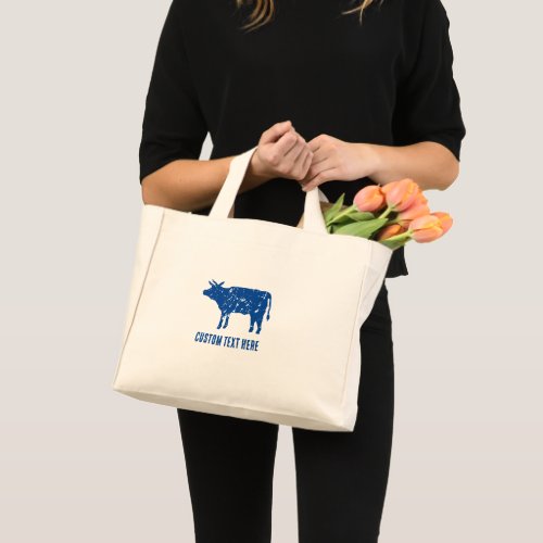 Custom tiny tote bag with blue cow logo