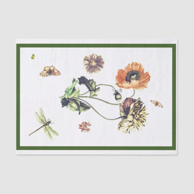 CUSTOM TISSUE PAPER POPPY AND INSECTS (Front)