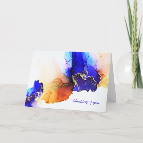 Custom Title Blue Orange Abstract Blank Note Card