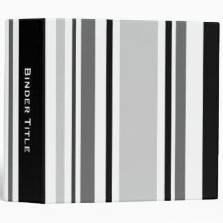 Custom Title—Mixed Gray, Black, White Stripes 3 Ring Binder