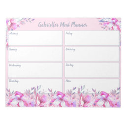 Custom Title Weekly Planner Pink Floral Watercolor Notepad