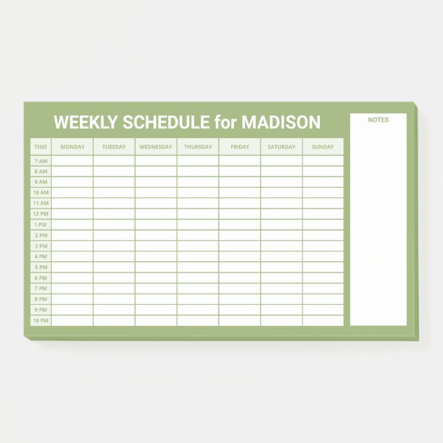 Custom Title Weekly Planner Post-it Notes (Front)
