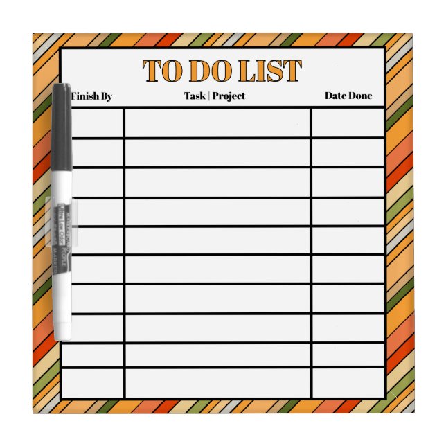 Custom To Do List Daily Tasks Queso Cheese Stripes Dry Erase Board (Front)