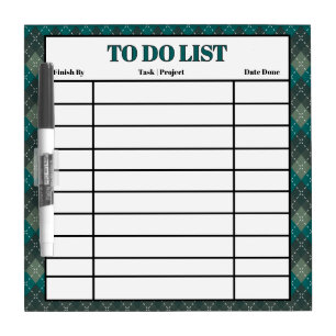 Custom To Do List Daily Tasks Turquoise Gray Dry Erase Board