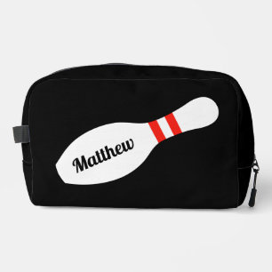 Custom toiletry bag with bowling pin design
