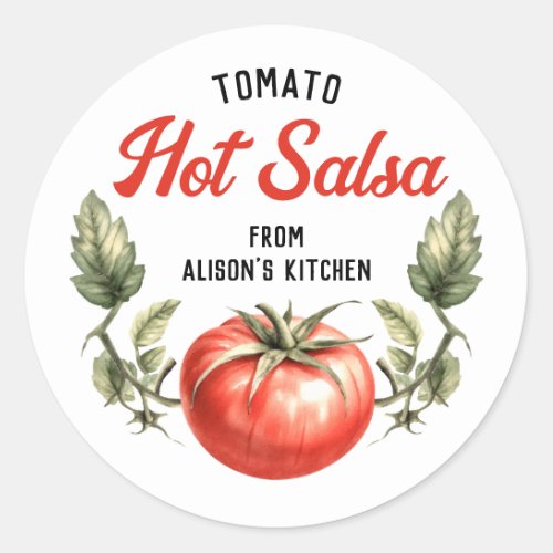 Custom Tomato Hot Salsa label with vintage style