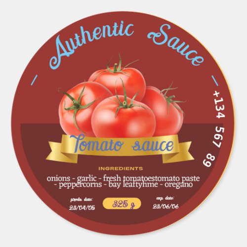 CUSTOM TOMATO KETCH UP SAUCE BEST ATTRACTIVE RED  CLASSIC ROUND STICKER