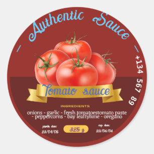 CUSTOM TOMATO KETCH UP SAUCE BEST ATTRACTIVE RED CLASSIC ROUND STICKER