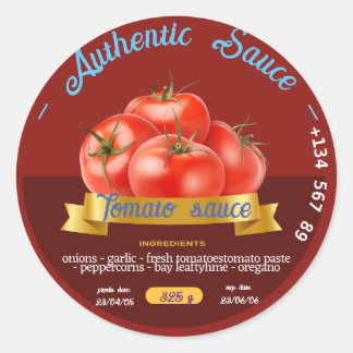 CUSTOM TOMATO KETCH UP SAUCE BEST ATTRACTIVE RED CLASSIC ROUND STICKER
