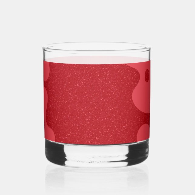 Custom Tomato Red Bubble Rocks Glass (Left)