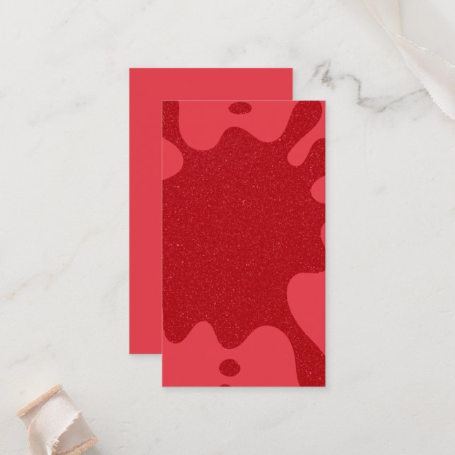 Custom Tomato Red Drip Gloss Flat Place Card (Front/Back In Situ)