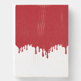 Custom Tomato Red Drip on White Wood Box Sign