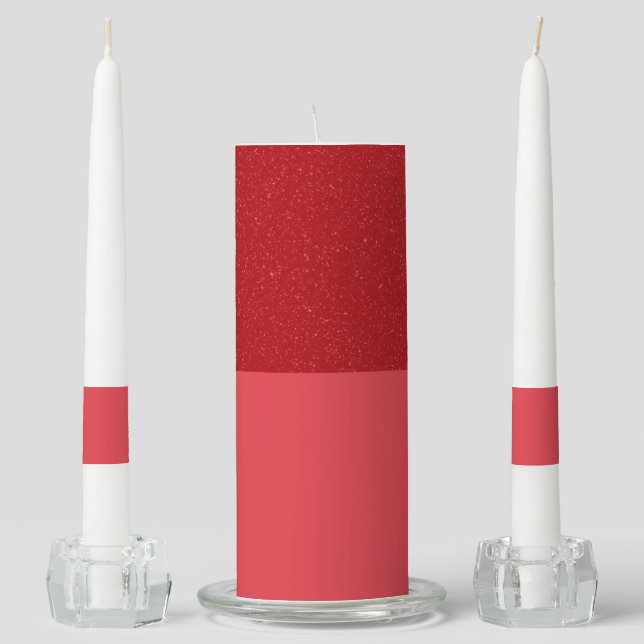 Custom Tomato Red Duo-Block Unity Candle Set (Front)