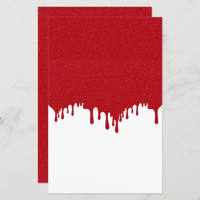 Custom Tomato Red Glitter Drip Paper Sheet (Front/Back)