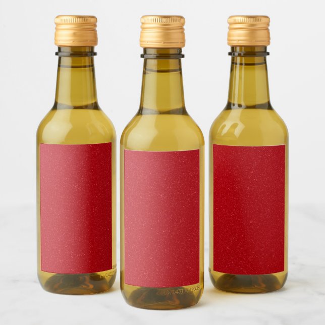 Custom Tomato Red Glitter Look Mini Bottle Labels (Bottles)