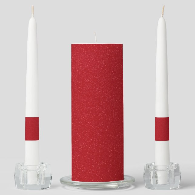 Custom Tomato Red Glitter Unity Candle Set (Front)