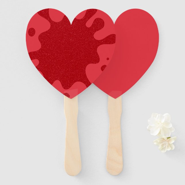 Custom Tomato Red Heart Fan – Bulk Set of 10 (Front and Back)