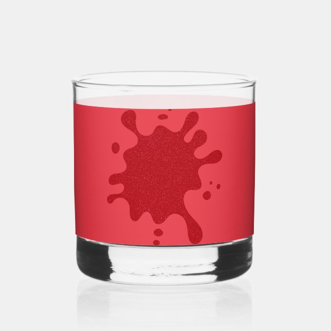 Custom Tomato Red Ink Splash Rocks Glass (Front)