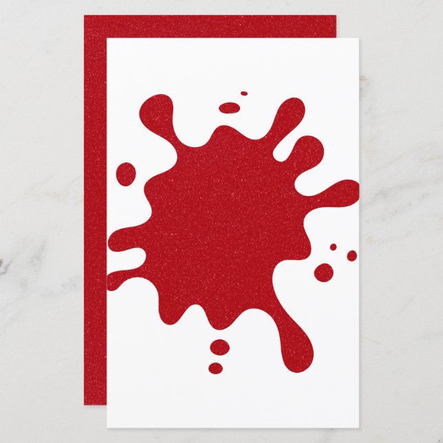 Custom Tomato Red Ink Splat Paper Sheet (Front/Back)