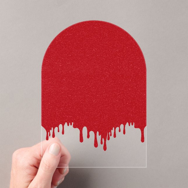 Custom Tomato Red Melt Acrylic Invitation (Insitu (Handheld))