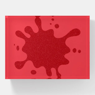 Custom Tomato Red Splash Glass Paperweight