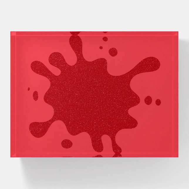Custom Tomato Red Splash Glass Paperweight (Front)