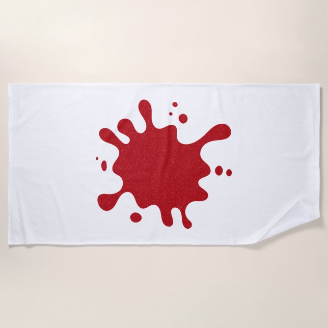 Custom Tomato Red Splash Graphic Beach Towel (Front)