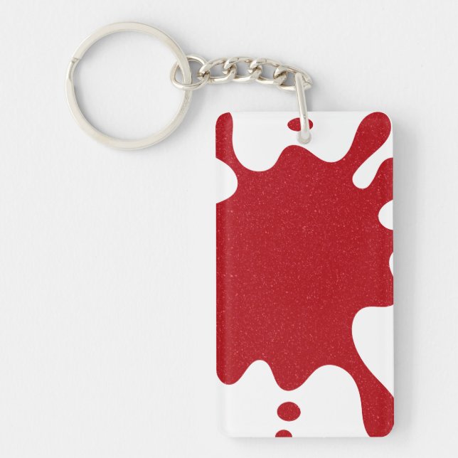 Custom Tomato Red Splash on White Acrylic Keychain (Front)