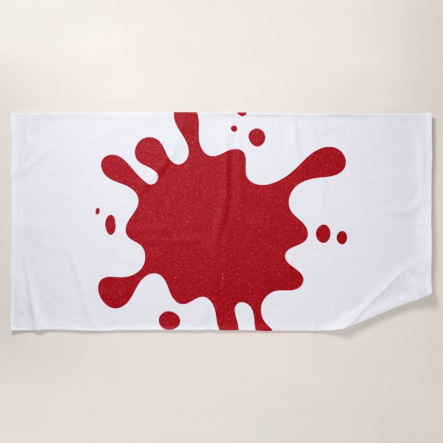 Custom Tomato Red Splash on White Beach Towel (Front)
