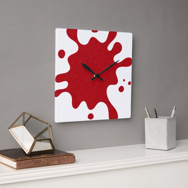 Custom Tomato Red Splash White Wall Clock (Office)