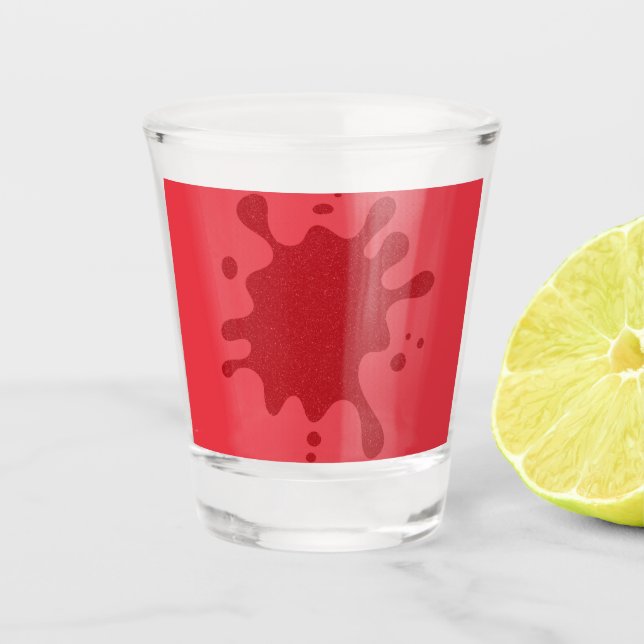 Custom Tomato Red Splatter Shot Glass (Front)