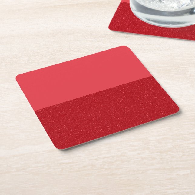 Custom Tomato Red Split Horizontal Paper Coaster (Angled)