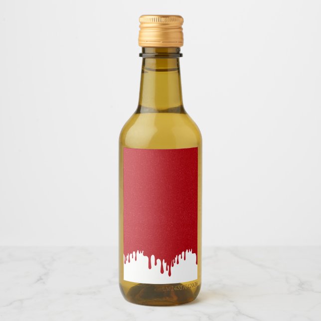 Custom Tomato Red & White Drip Mini Bottle Labels (Front)