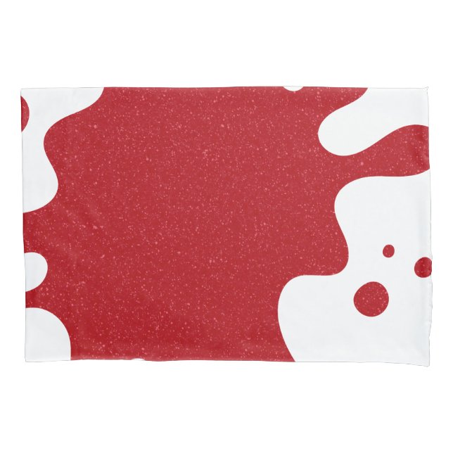 Custom Tomato Red & White Splash Pillowcase (Front)